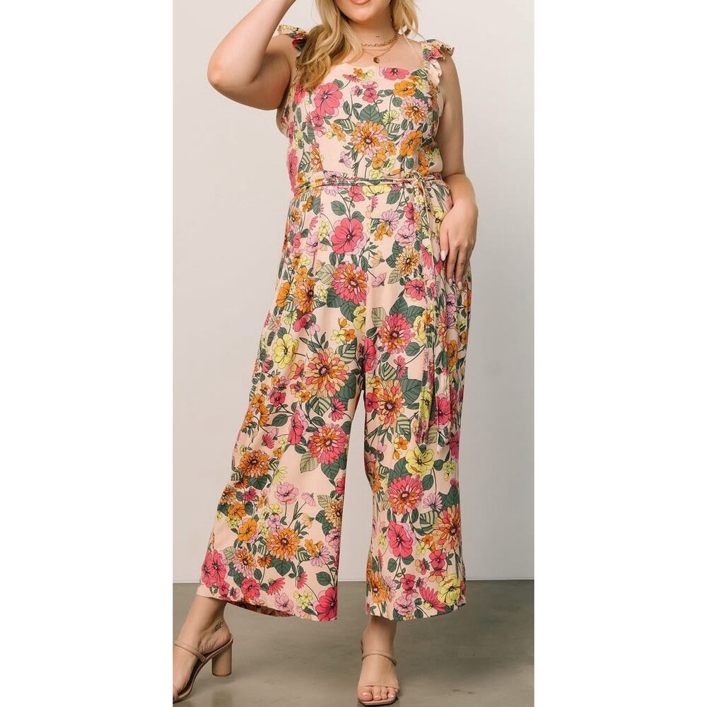 Baltic Born Gemma Wide Leg Jumpsuit in Multi Floral Boho Sz XL Milkmaid Cottage - Picture 11 of 13